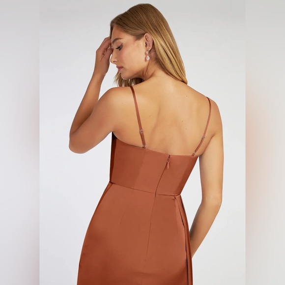 Azazie Bona Stretch Satin Dress in Cedar Rose - Picture 4 of 6